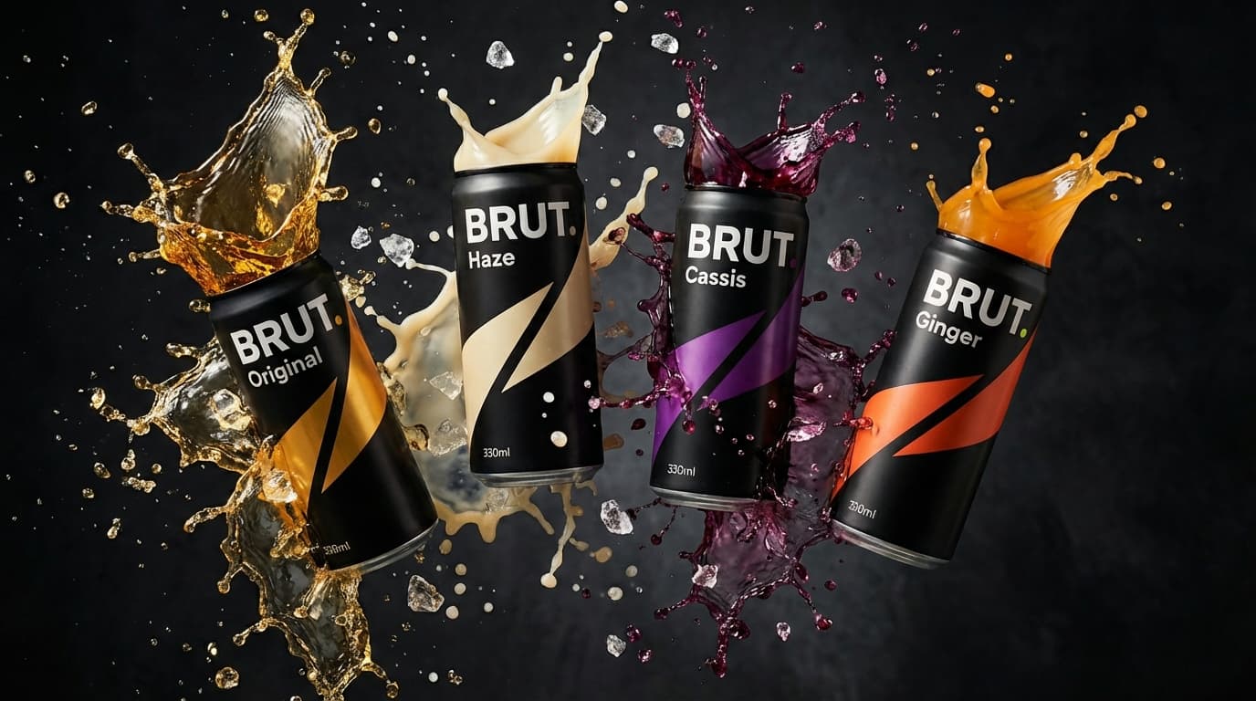 BRUT. craft cider cans on ice